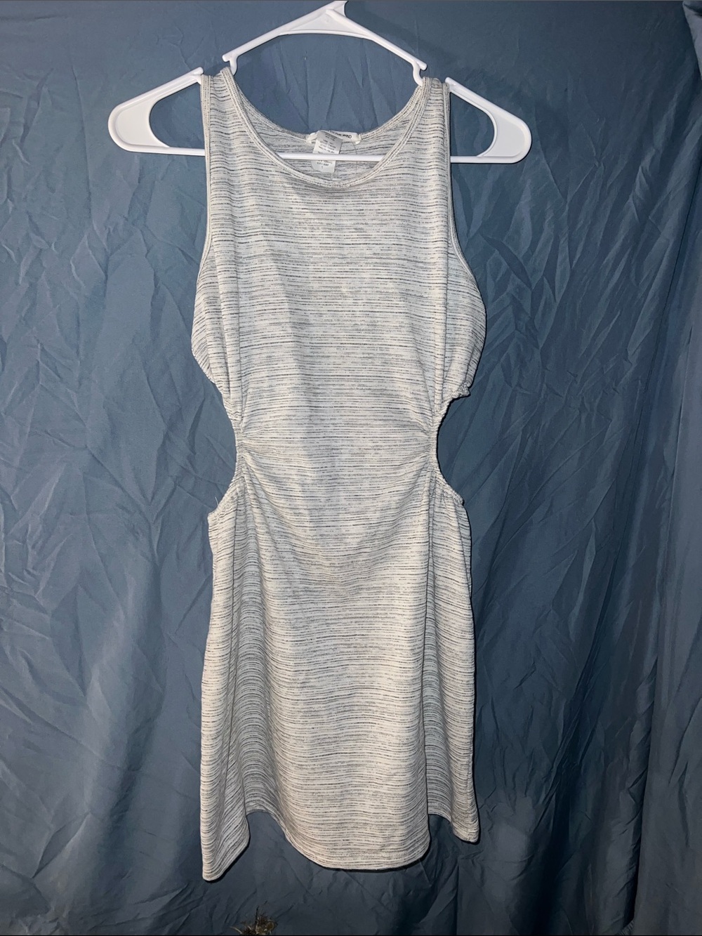 Caution To The Wind Heathered Light Gray Cut-Out Mini Dress